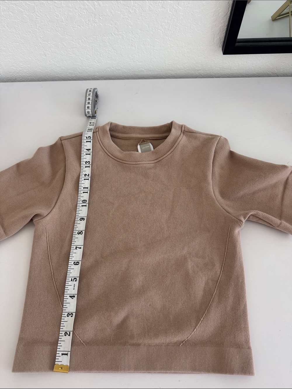 Everlane Fine Rib Knit Short Sleeve Top Taupe | XS/S | Minimalist - Picture 6 of 6